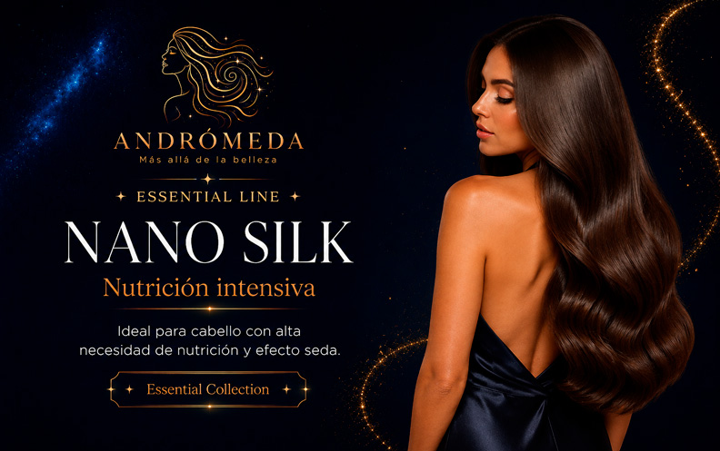 Superficie del cabello con reflejo sedoso tras el ritual Nano Silk